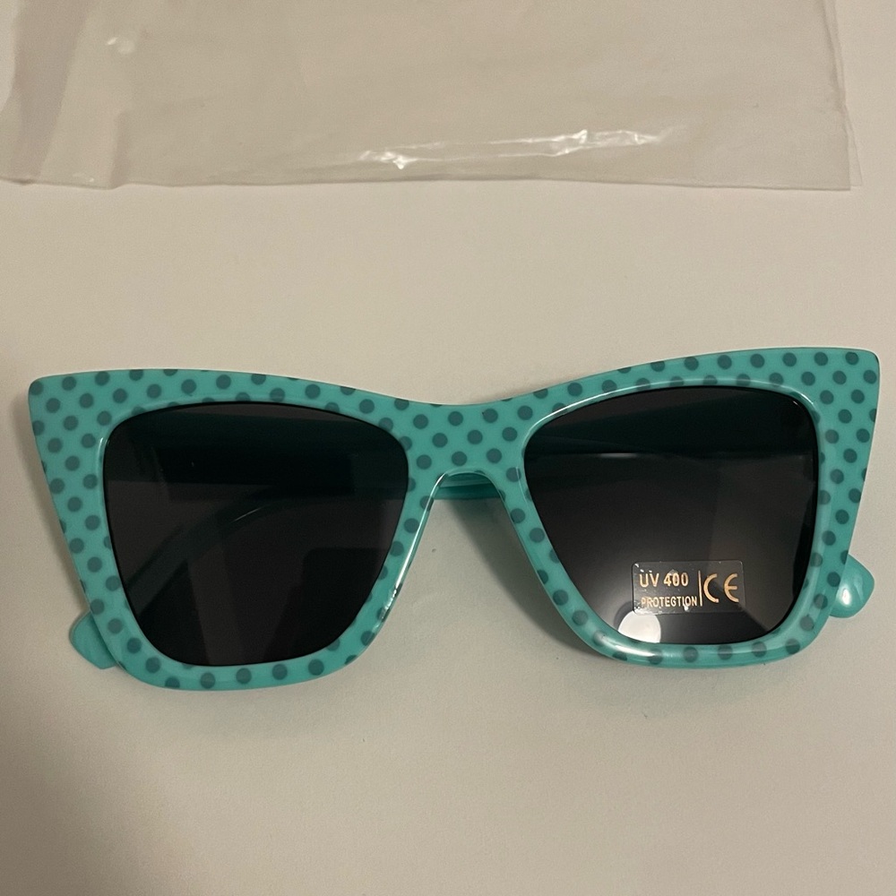 Benefit Teal Polka Dot Sunglasses